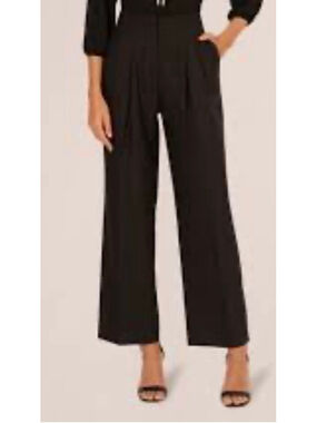 Women's Adrianna Papell Wide Leg Pleated Trouser, Size 8, Black